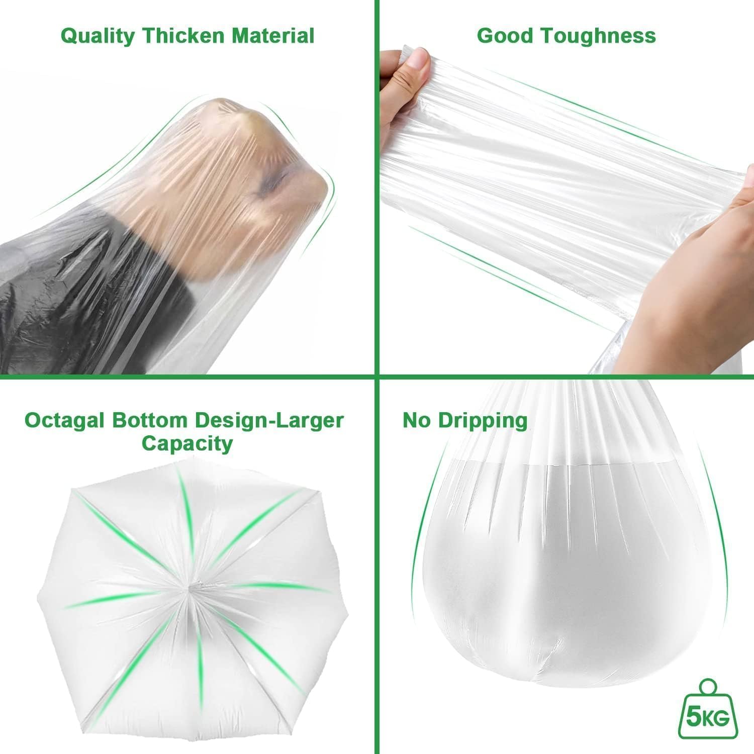 Trash Bags 10 Gallon Compostable Biodegradable Heavy Duty Leakproof Clear Garbage Bags 90 Count per Roll - Image 7