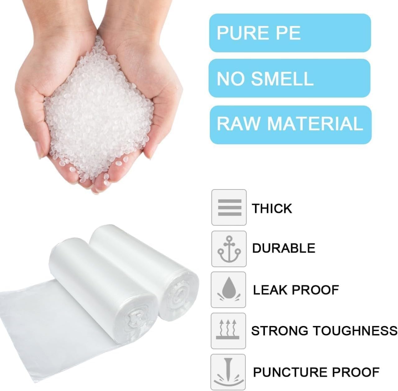 Trash Bags 10 Gallon Compostable Biodegradable Heavy Duty Leakproof Clear Garbage Bags 90 Count per Roll - Image 6