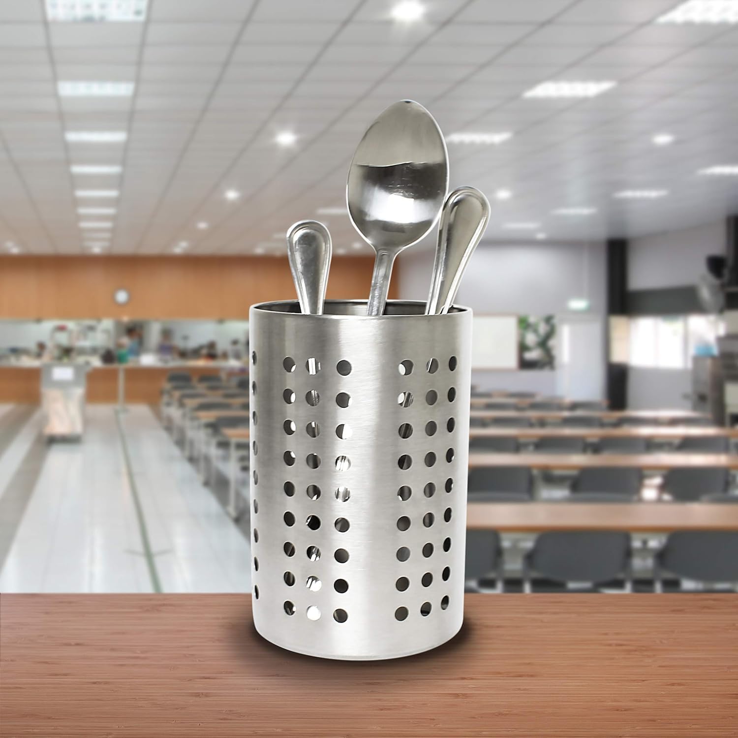 2PCS Stainless Steel Utensil Holder, Flatware Holder Utensil Sink Drying Rack Cutlery Basket,Stainless Steel Dotted Design - Image 5