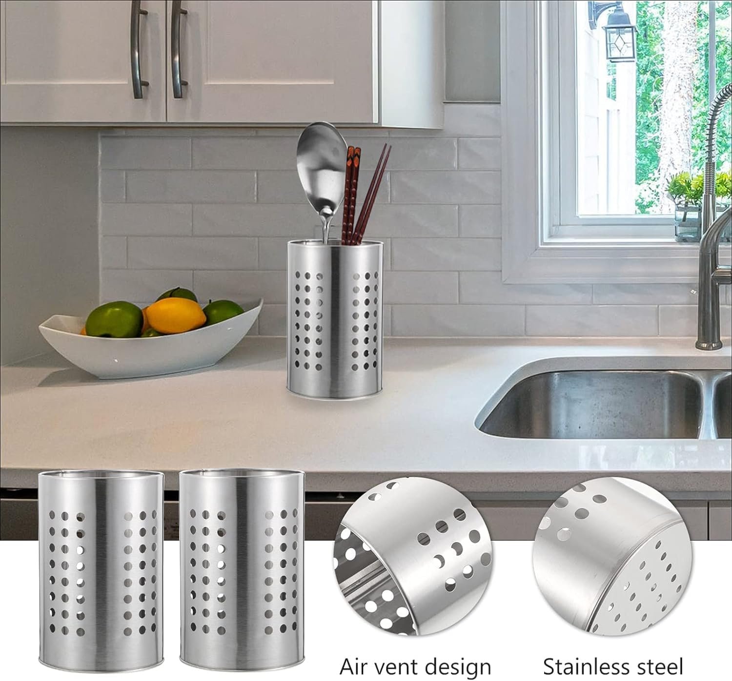 2PCS Stainless Steel Utensil Holder - Image 6